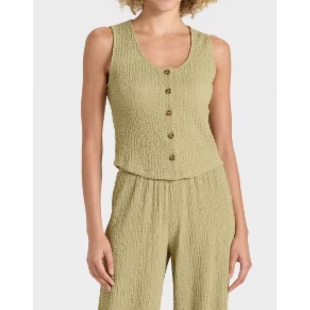 Women's Crinkle Vest - A New Day™ SZ XL Light Green -NEW